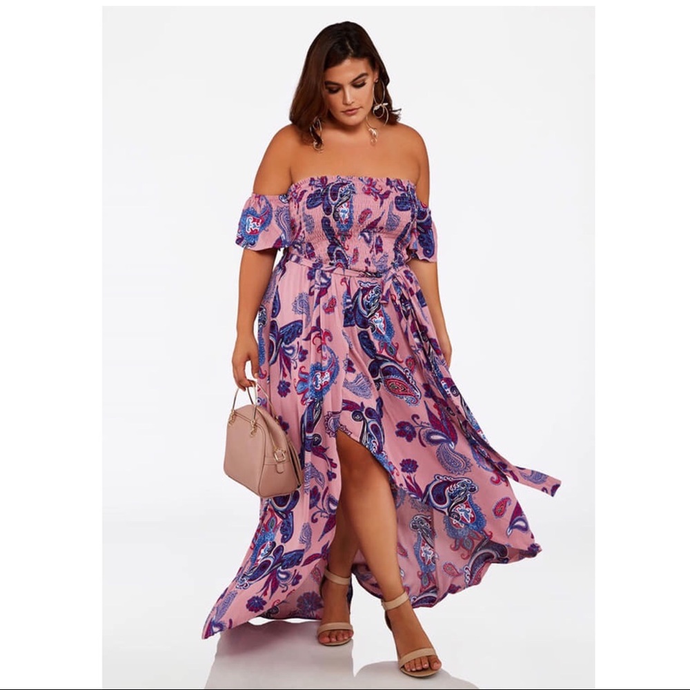 NWT Off Shoulder Paisley Maxi Dress 14/16
